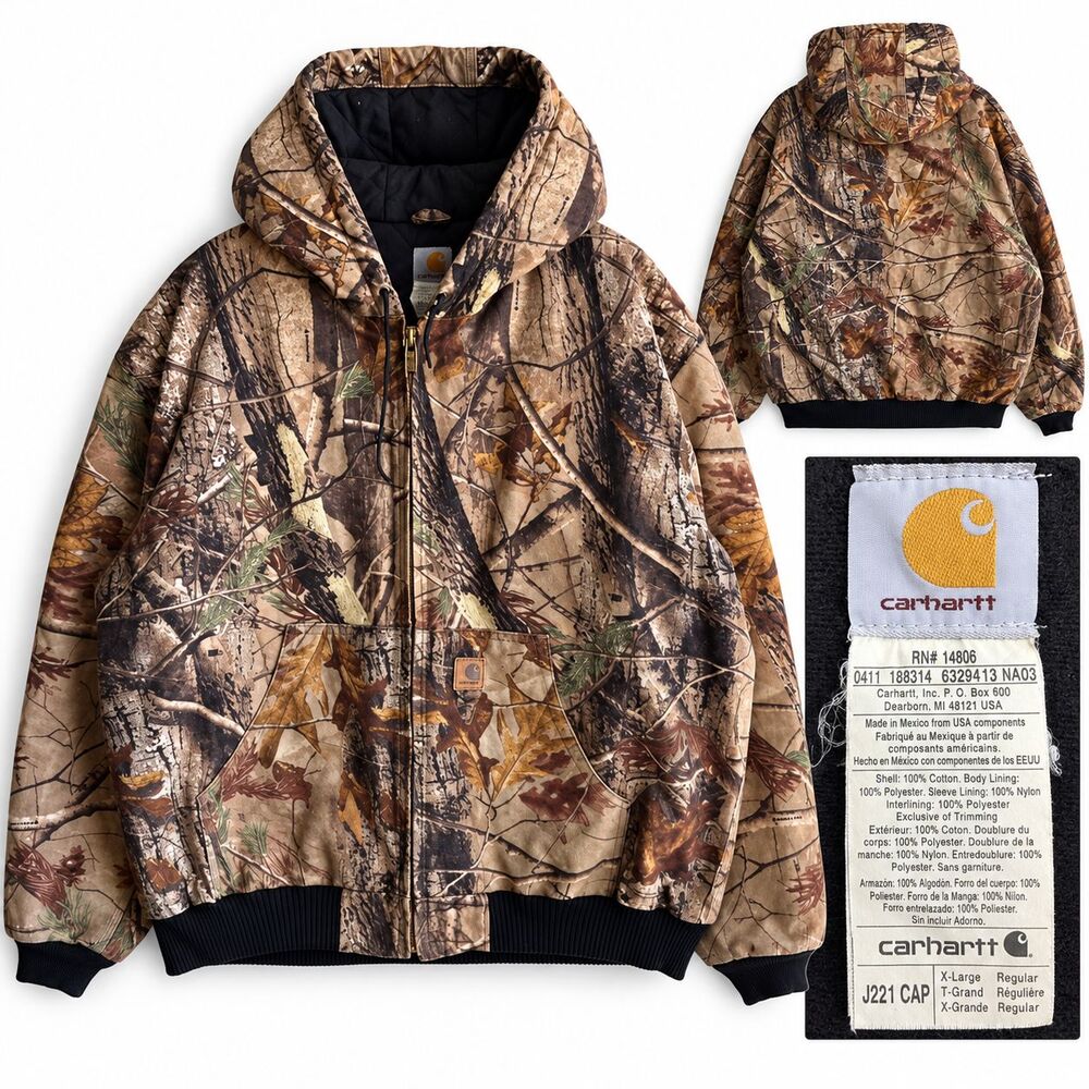 Vintage Carhartt J221 CAP Realtree Camo Active Jacket Men's Quilted Lined XL Reg